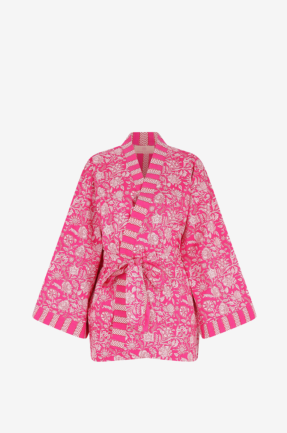 CAROLINE DE BENOIST Kimono court en coton Fleuri Femme ROSE FONCÉ 1