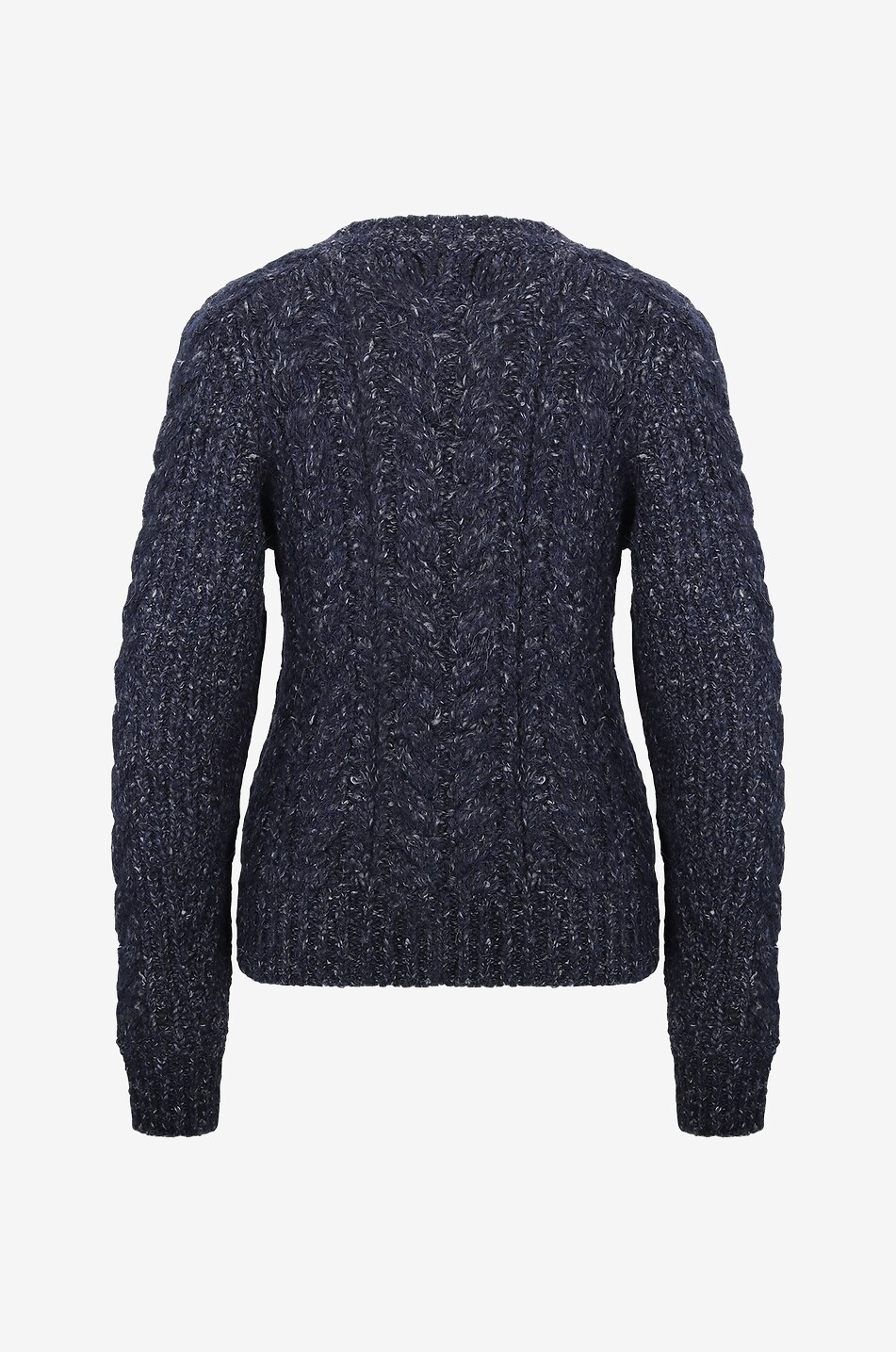 Schmaler Rundhals-Zopfstrickpullover mit Ausschnitt