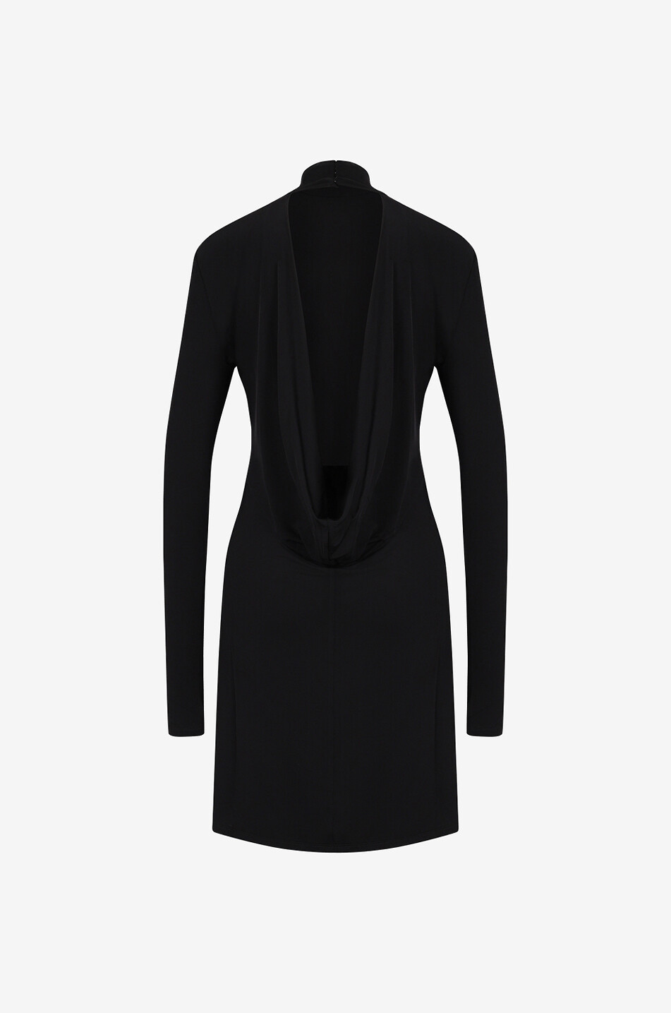 Minikleid aus Jersey mit Stehkragen und Wasserfall-Rücken