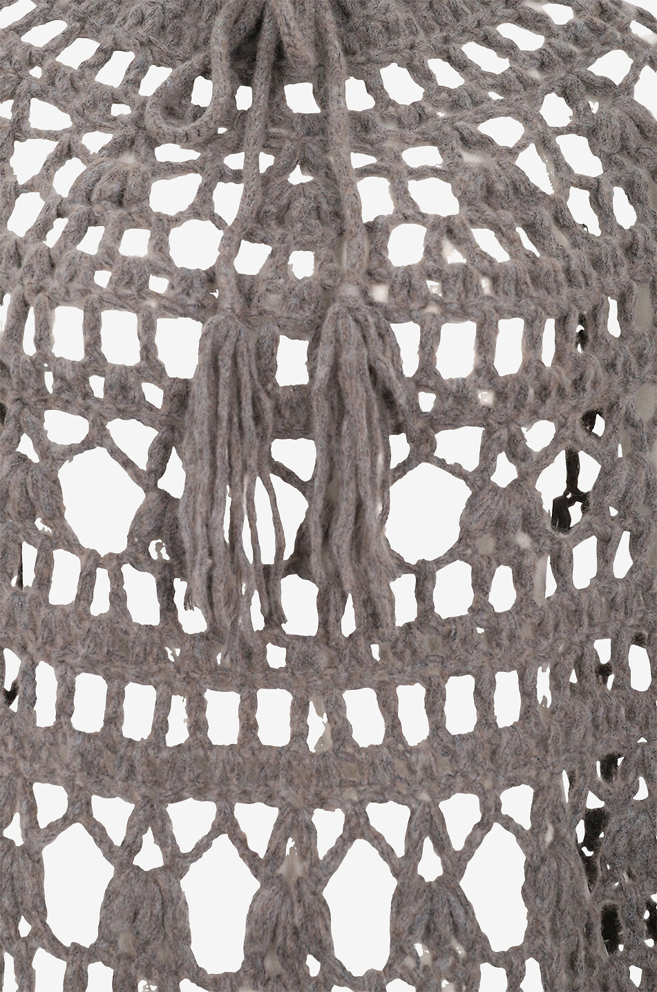 Fringed cashmere and cotton crochet poncho