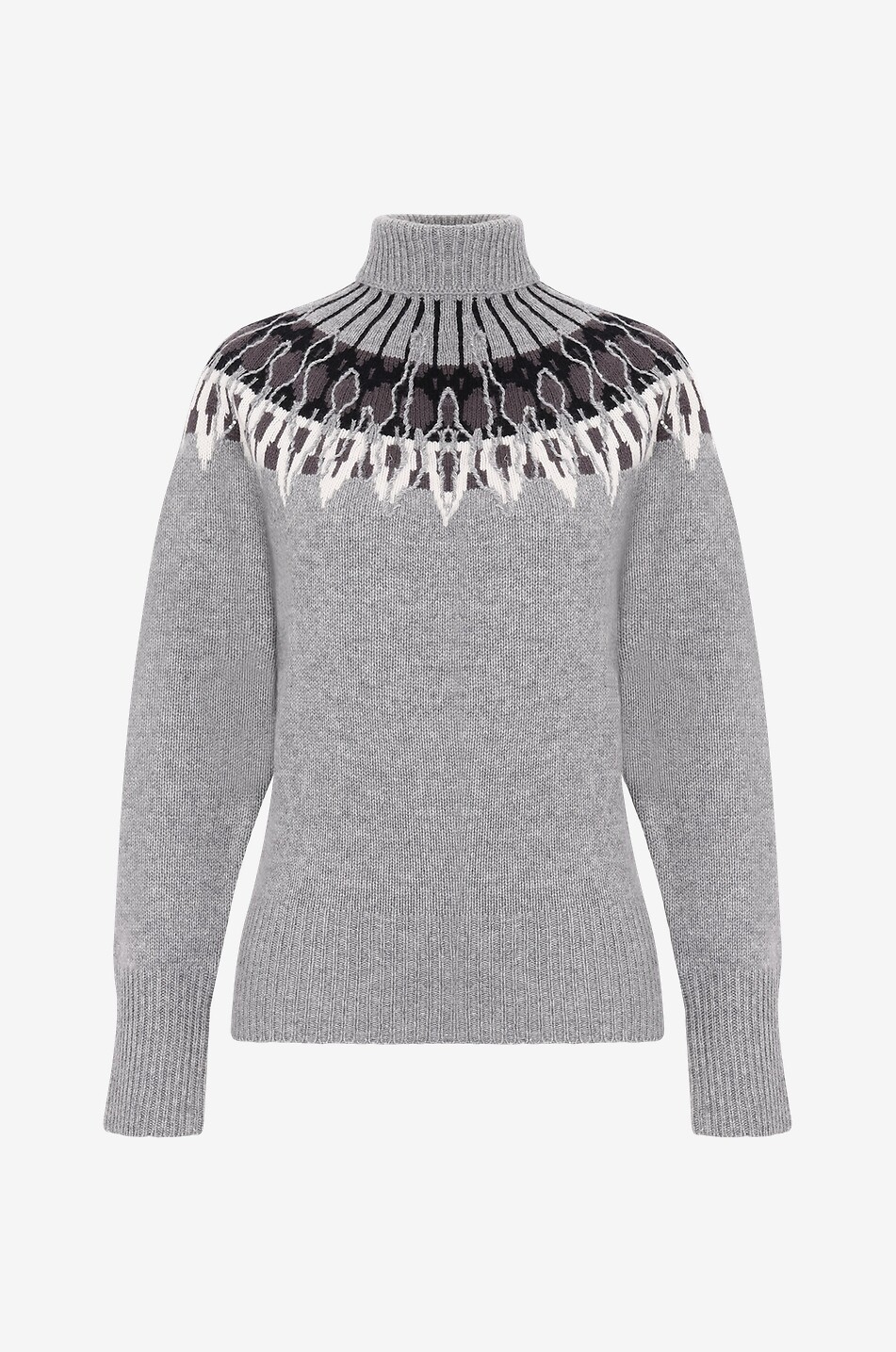 Dicker Jacquard-Rollkragenpullover mit Stickerei