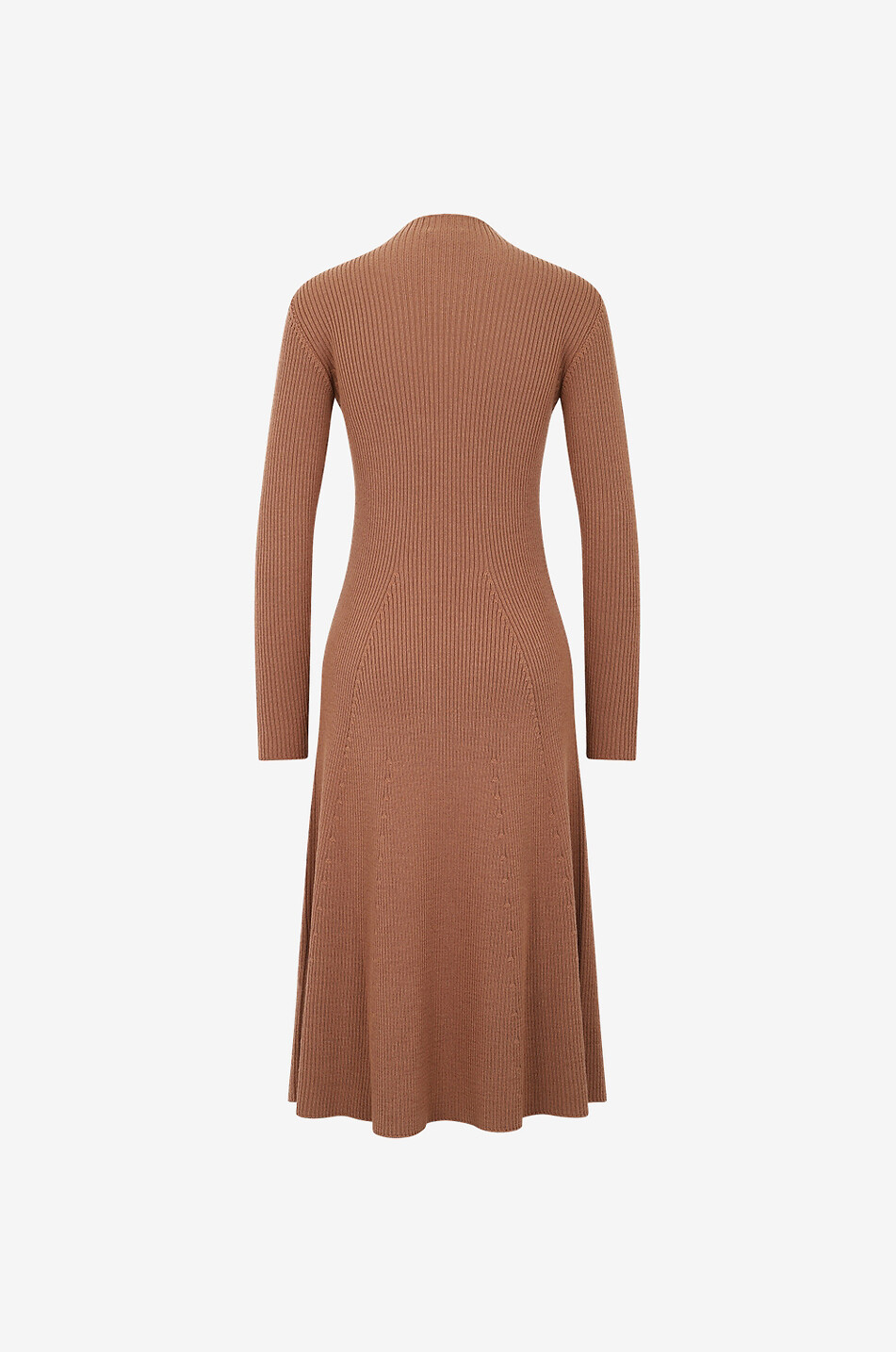 MONCLER Flared rib knit dress with small stand-up collar Women Medium beige 2