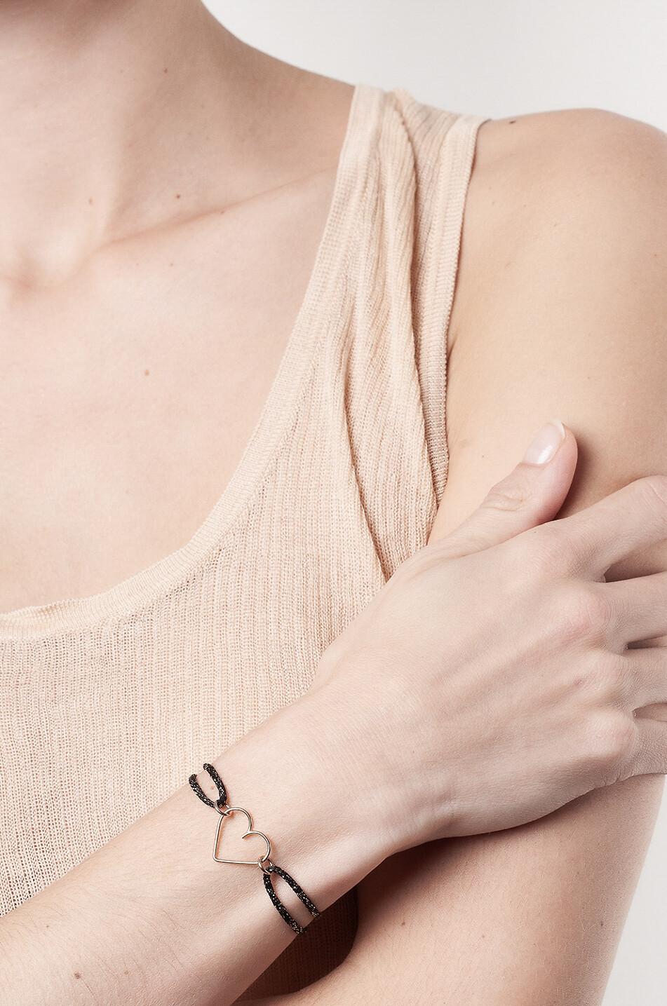 ATELIER PAULIN Bracelet sur cordon en lurex Coeur Femme JAUNE 2