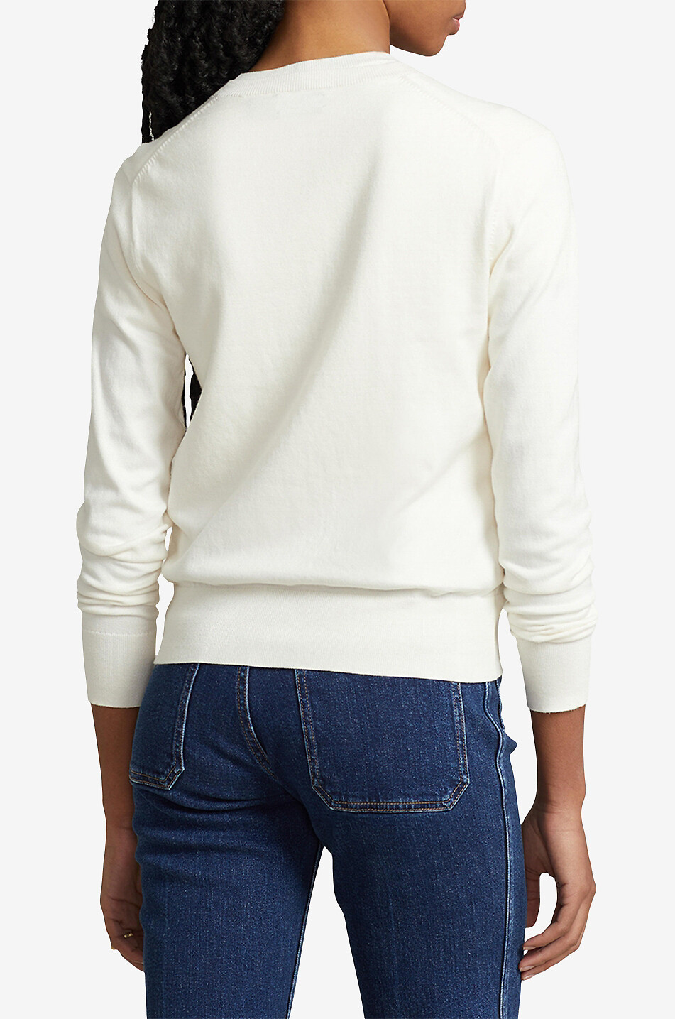 POLO RALPH LAUREN Feiner Baumwollmix-Cardigan mit Rundhals Pony Damen CREMEFARBEN 3