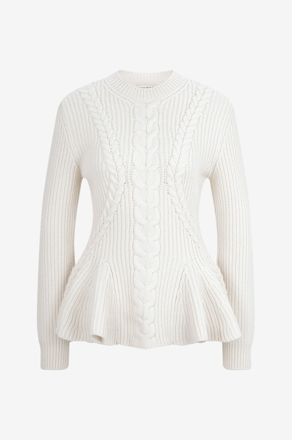 Chunky cable-knit jumper with peplum