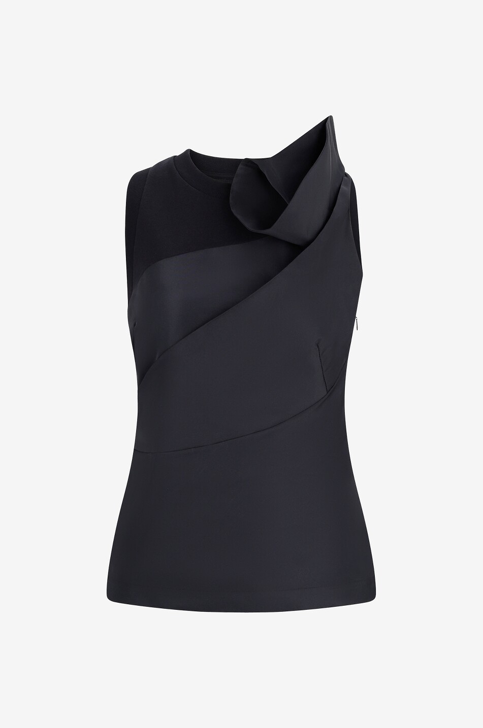 ALEXANDER McQUEEN Top bi-matière drapé sans manches Femme NOIR 1