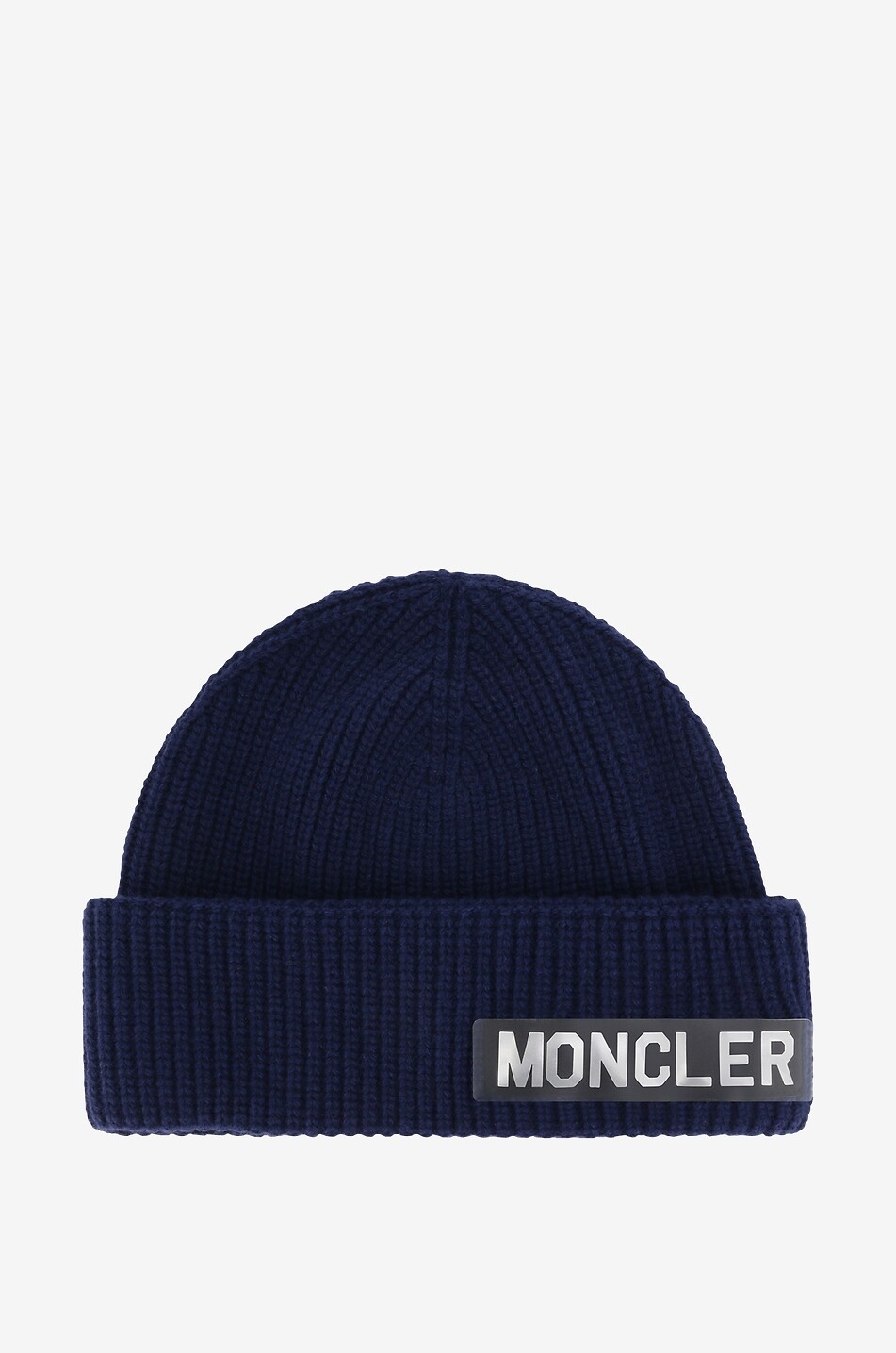 Rippstrickmütze mit silbernem Logo