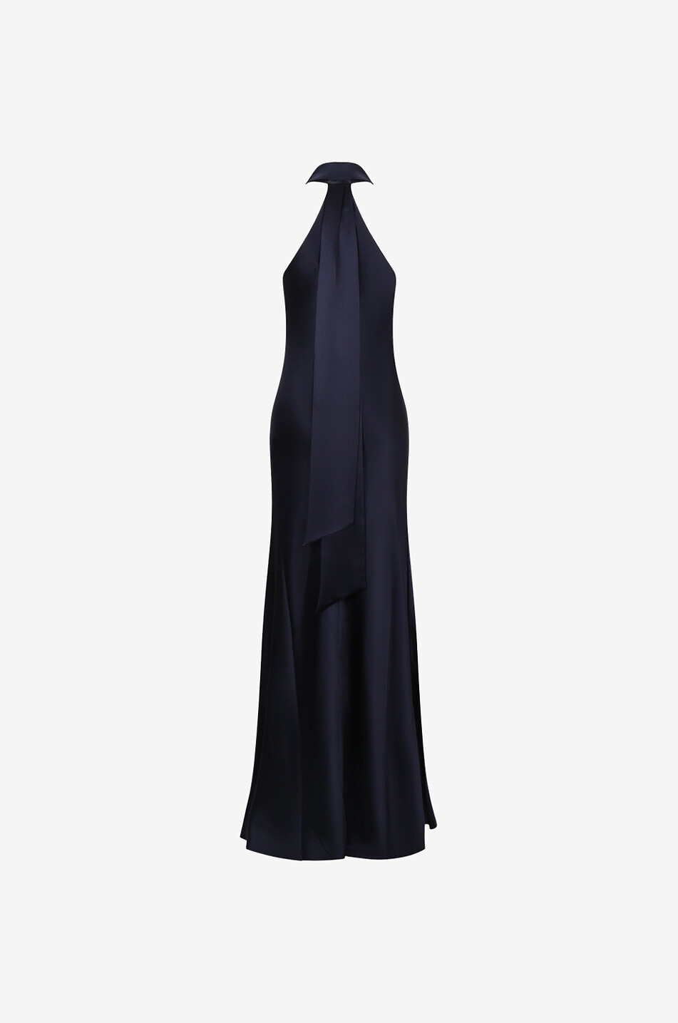 GALVAN LONDON Pandora long satin dress with asymmetric neckline Women DARK BLUE 2