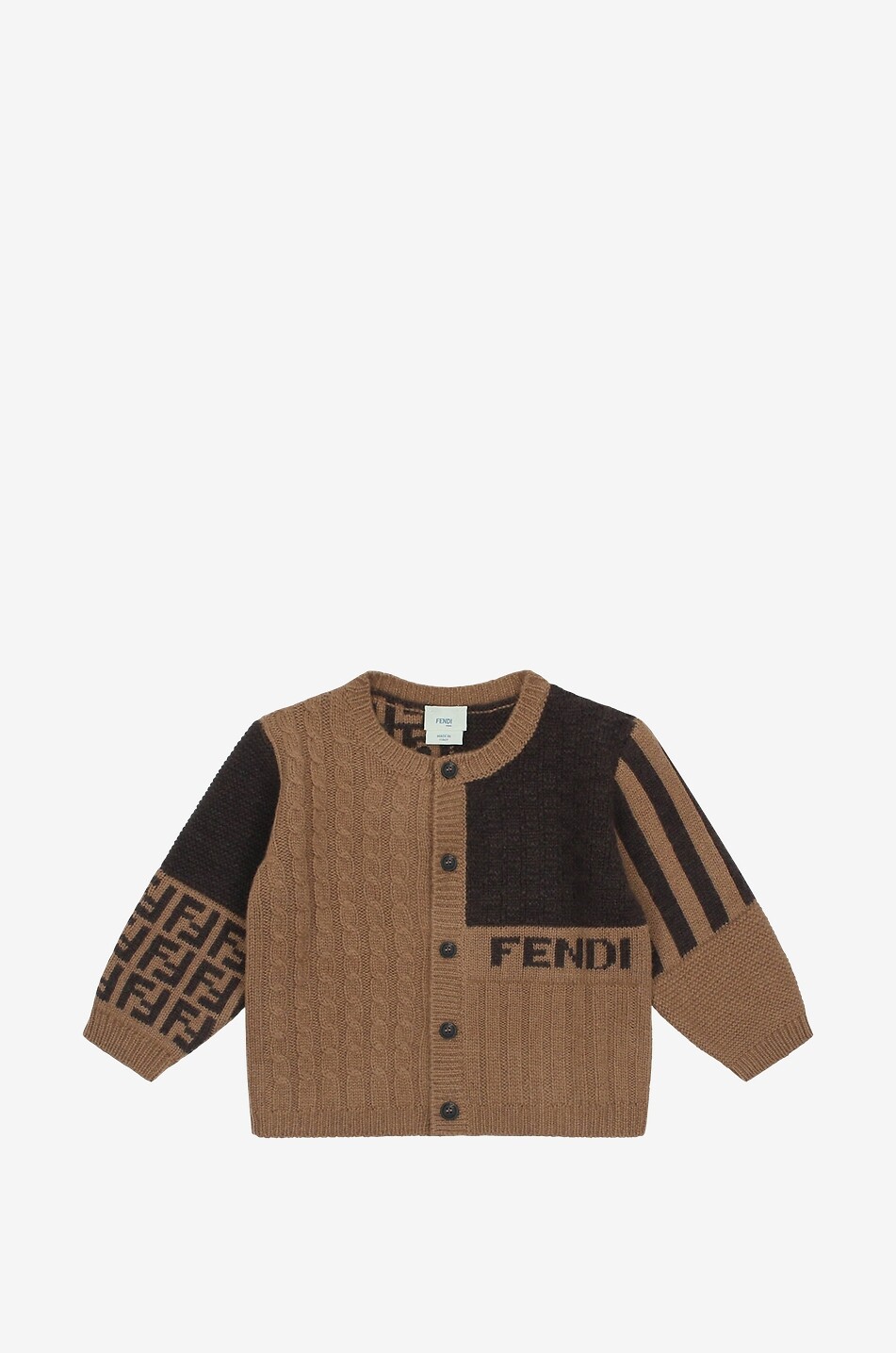 FF Colour Block baby wool and cashmere cardigan