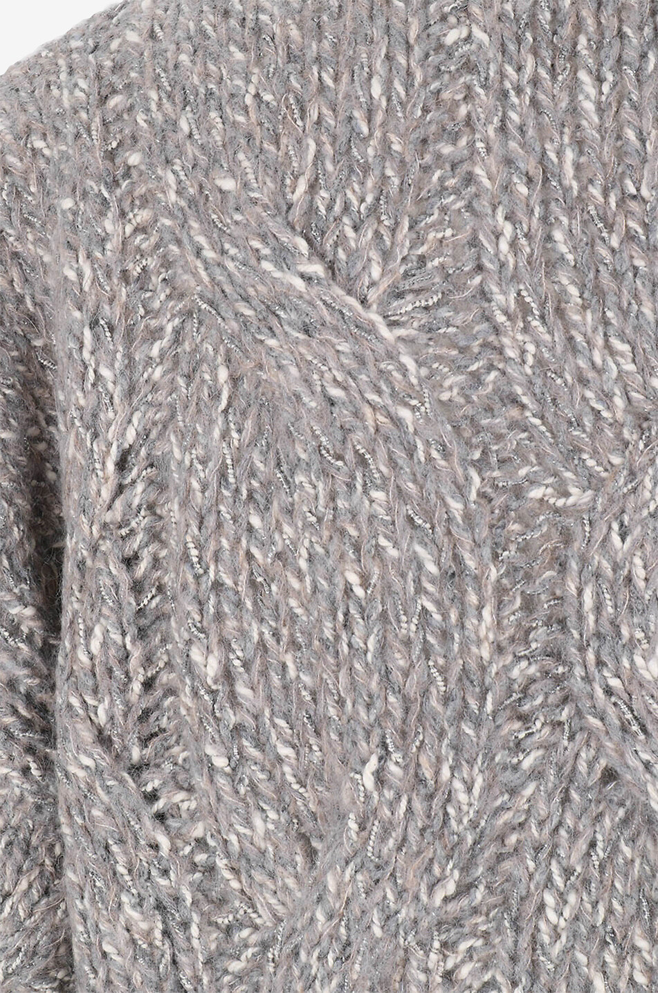 Melierter Zopfstrickpullover mit Lurexakzenten