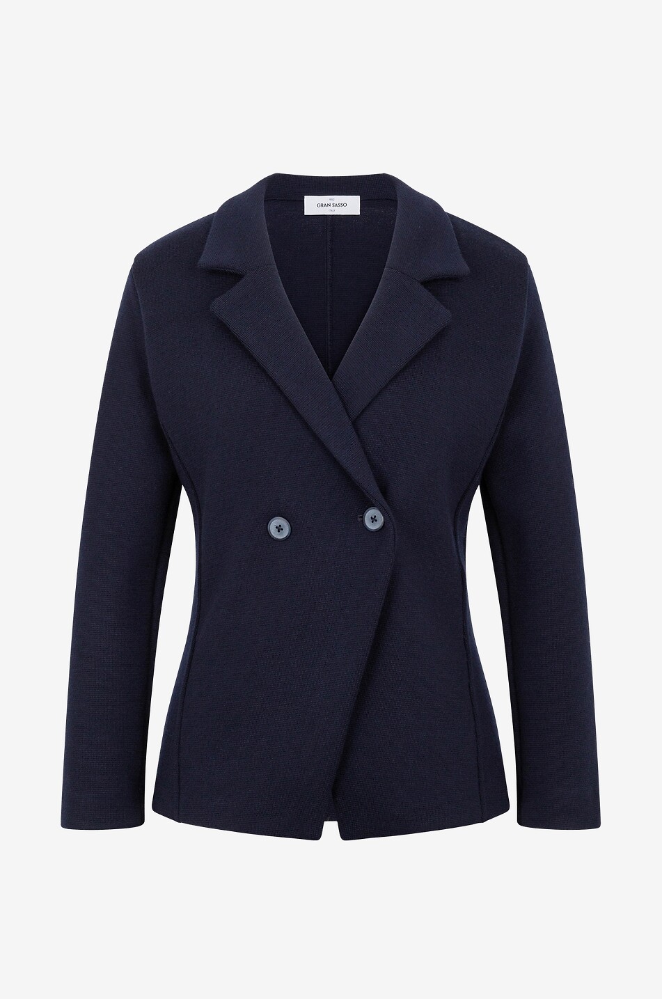 Double-breasted knit blazer