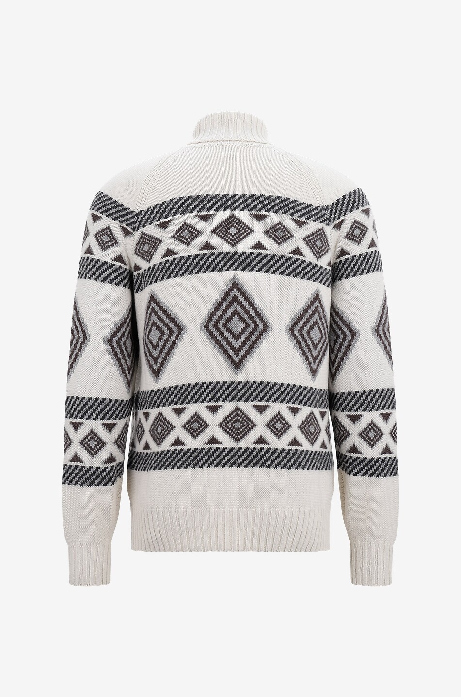 Ethnic Jacquard cashmere turtleneck jumper