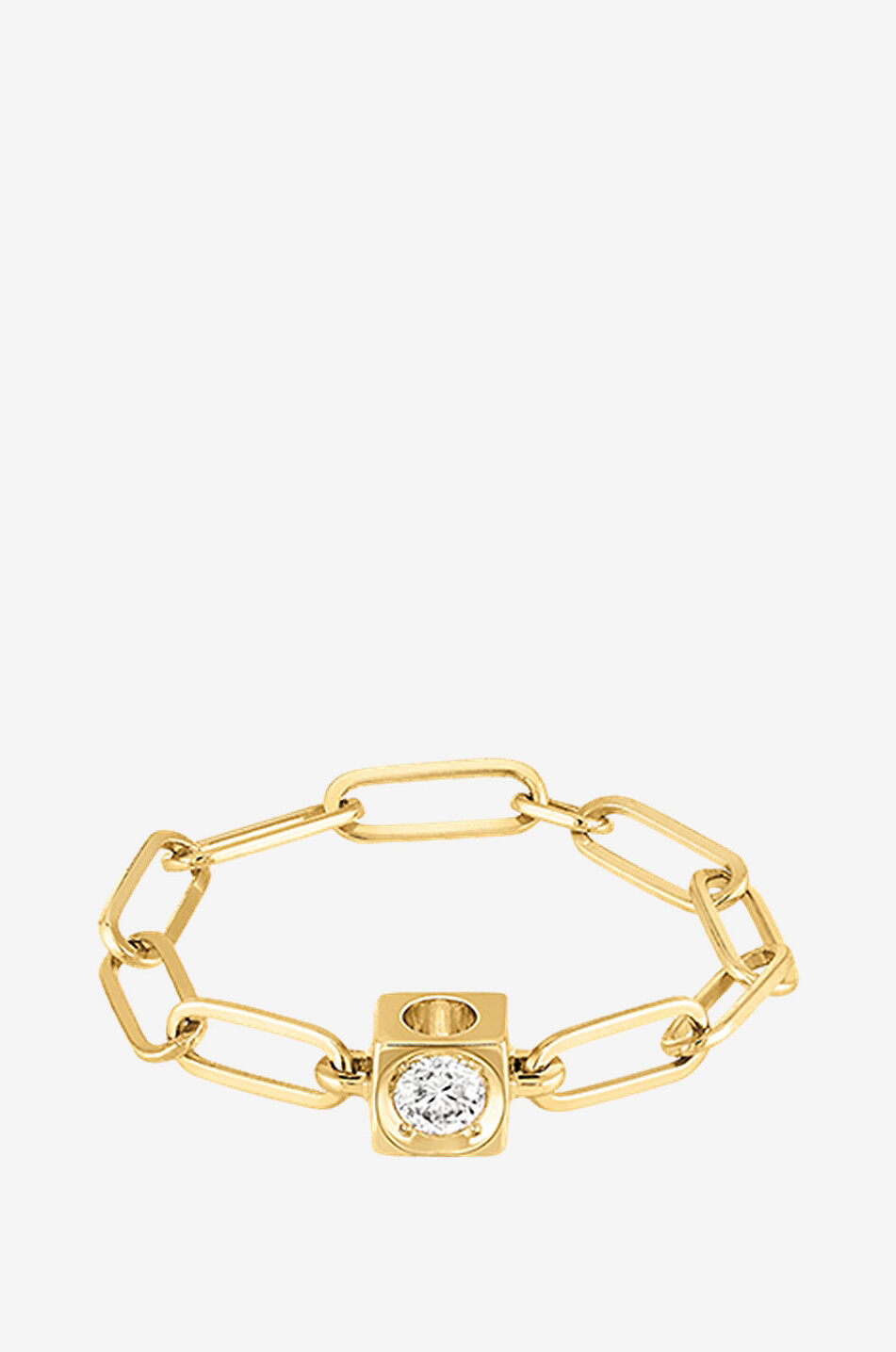 Kettenring aus Gelbgold und Diamant Le Cube