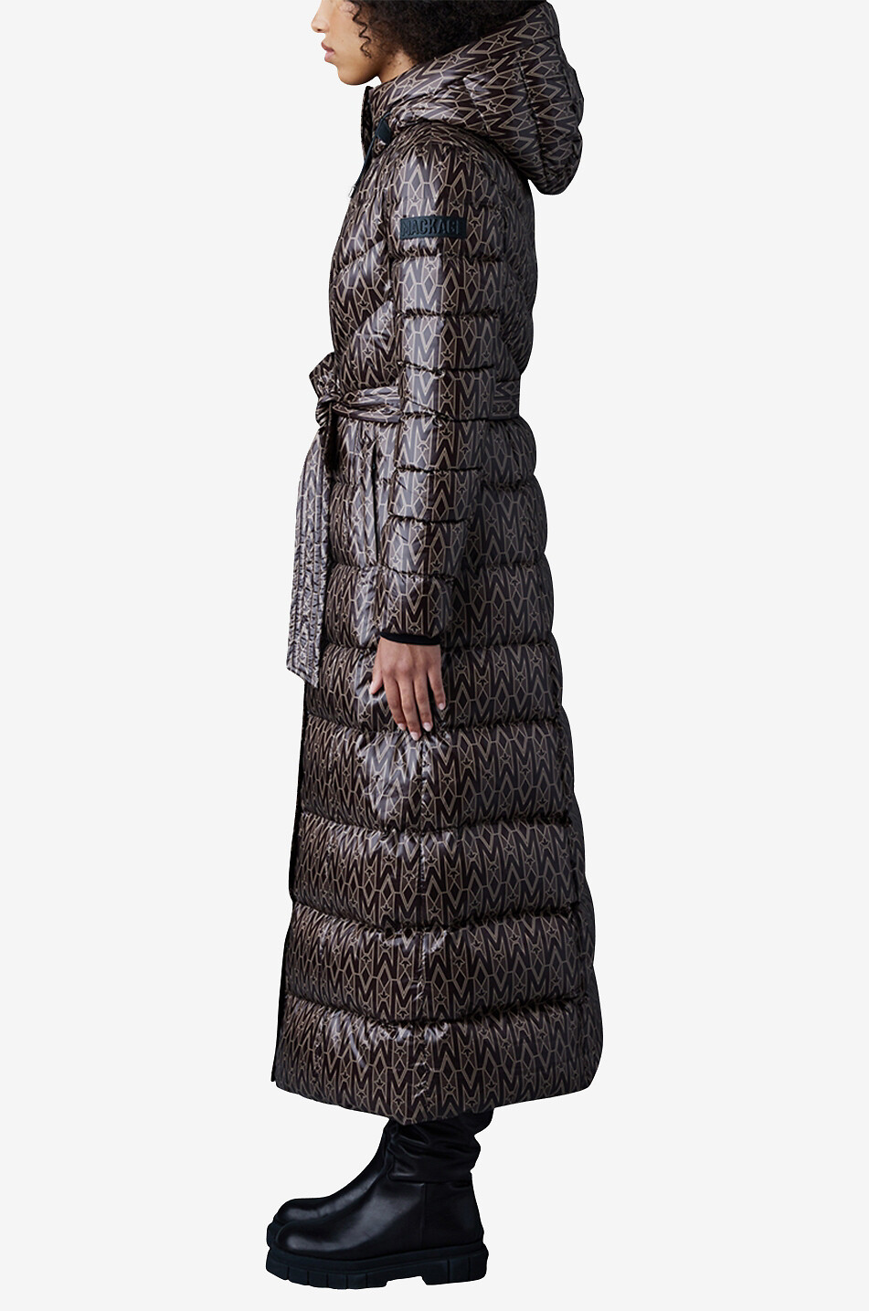 MACKAGE Langer Daunenmantel aus Nylon Calina Monogram Damen MITTELBRAUN 4