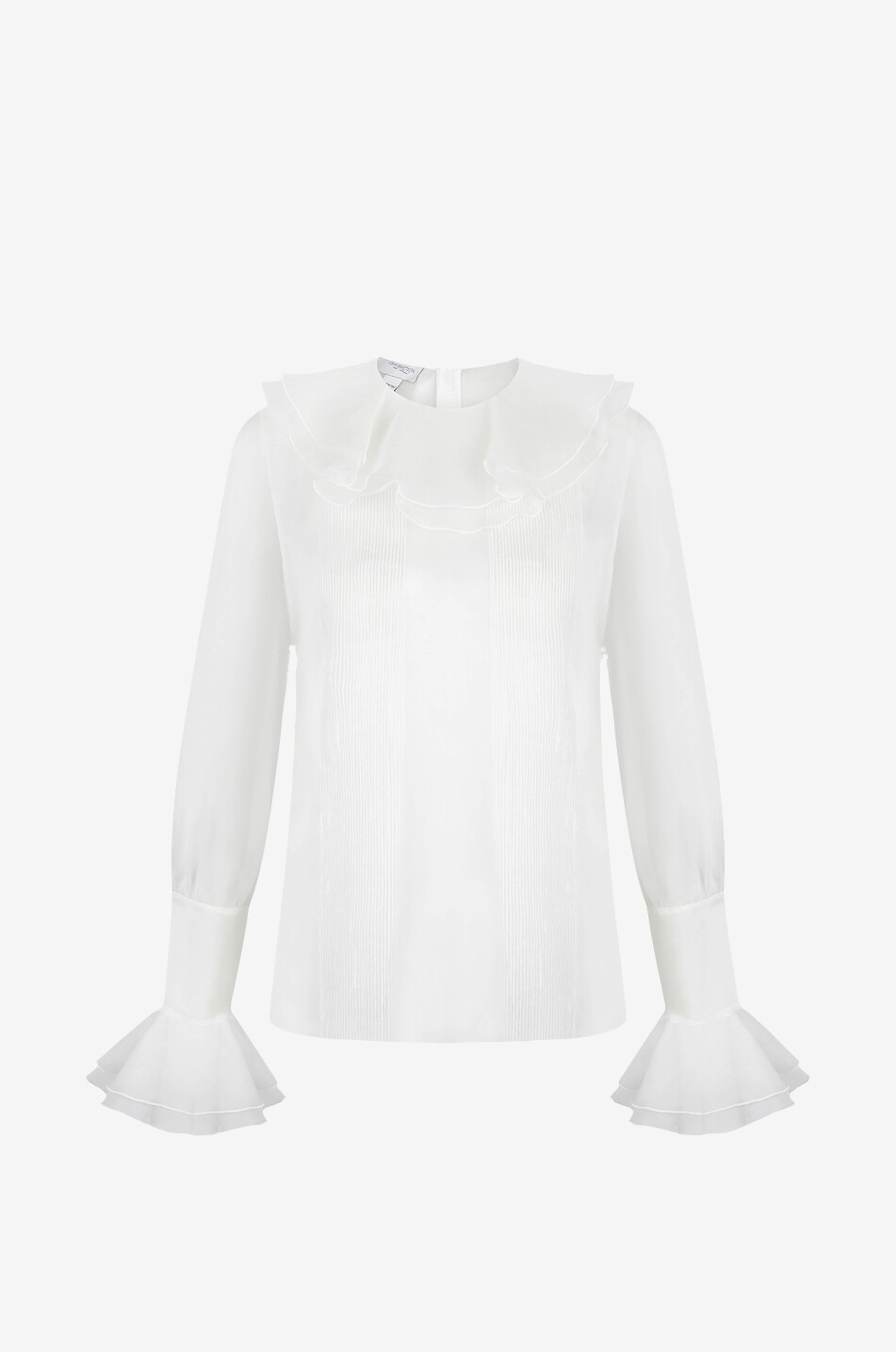 GIAMBATTISTA VALLI Flounced organza blouse with pintucks Women EGGSHELL 1