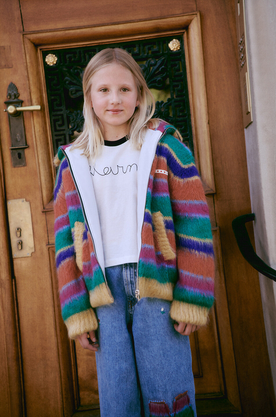 MARNI Mädchen-Boxy-T-Shirt mit Logostickerei Mädchen WEISS 3