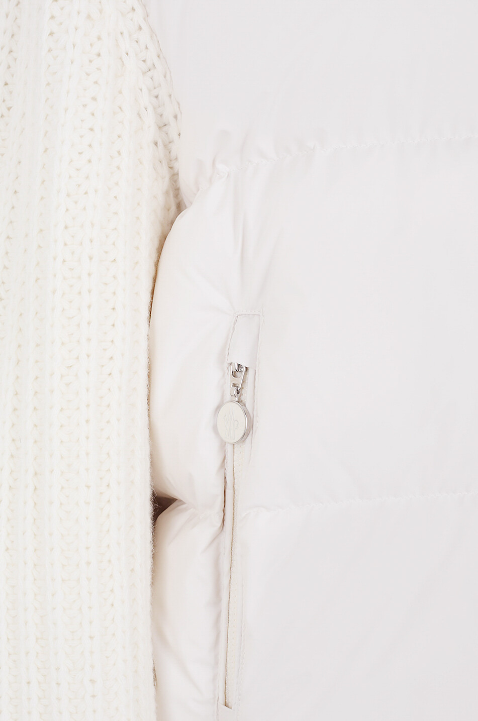 MONCLER Cardigan aus gestepptem technischen Material und Strick Damen WEISS 3