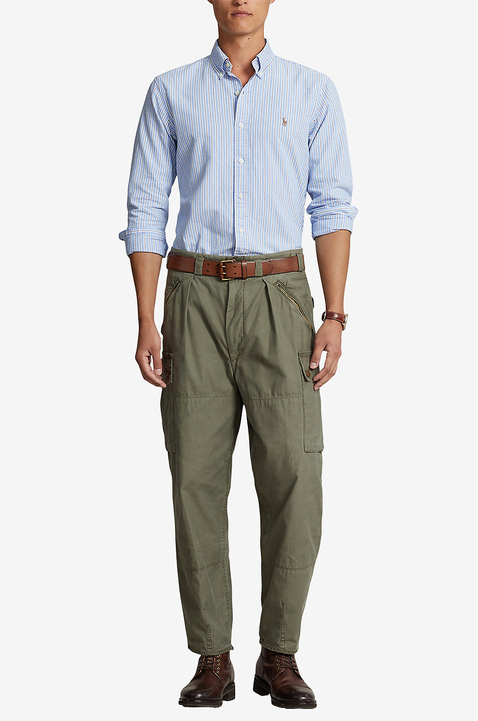 POLO RALPH LAUREN Chemise oxford rayée Custom Fit Homme BLEU CLAIR 4