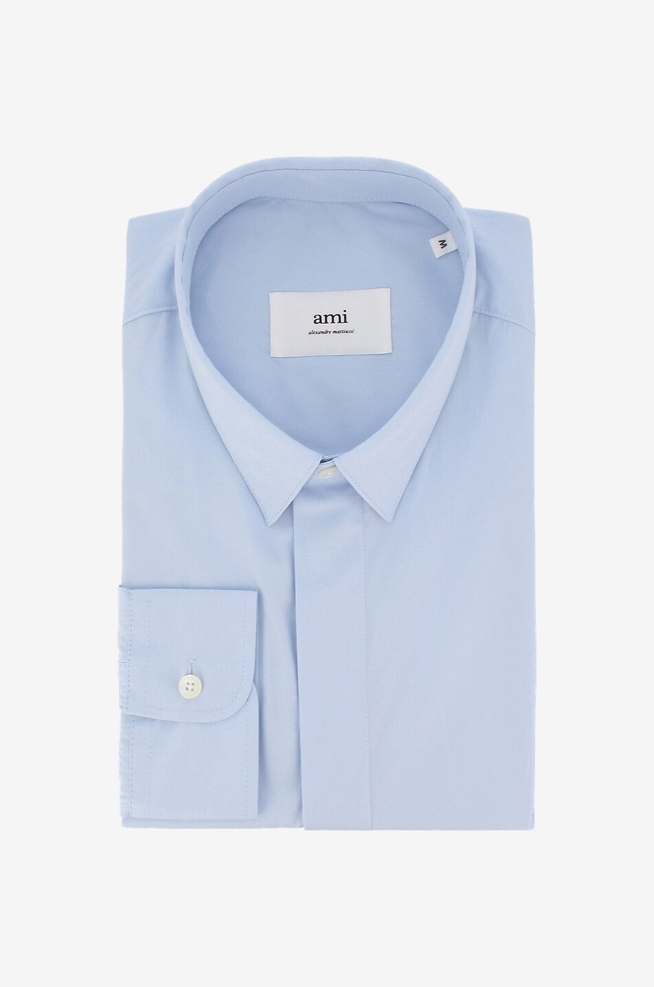 AMI Boxy Fit monochrome long-sleeved shirt Men BLUE 1