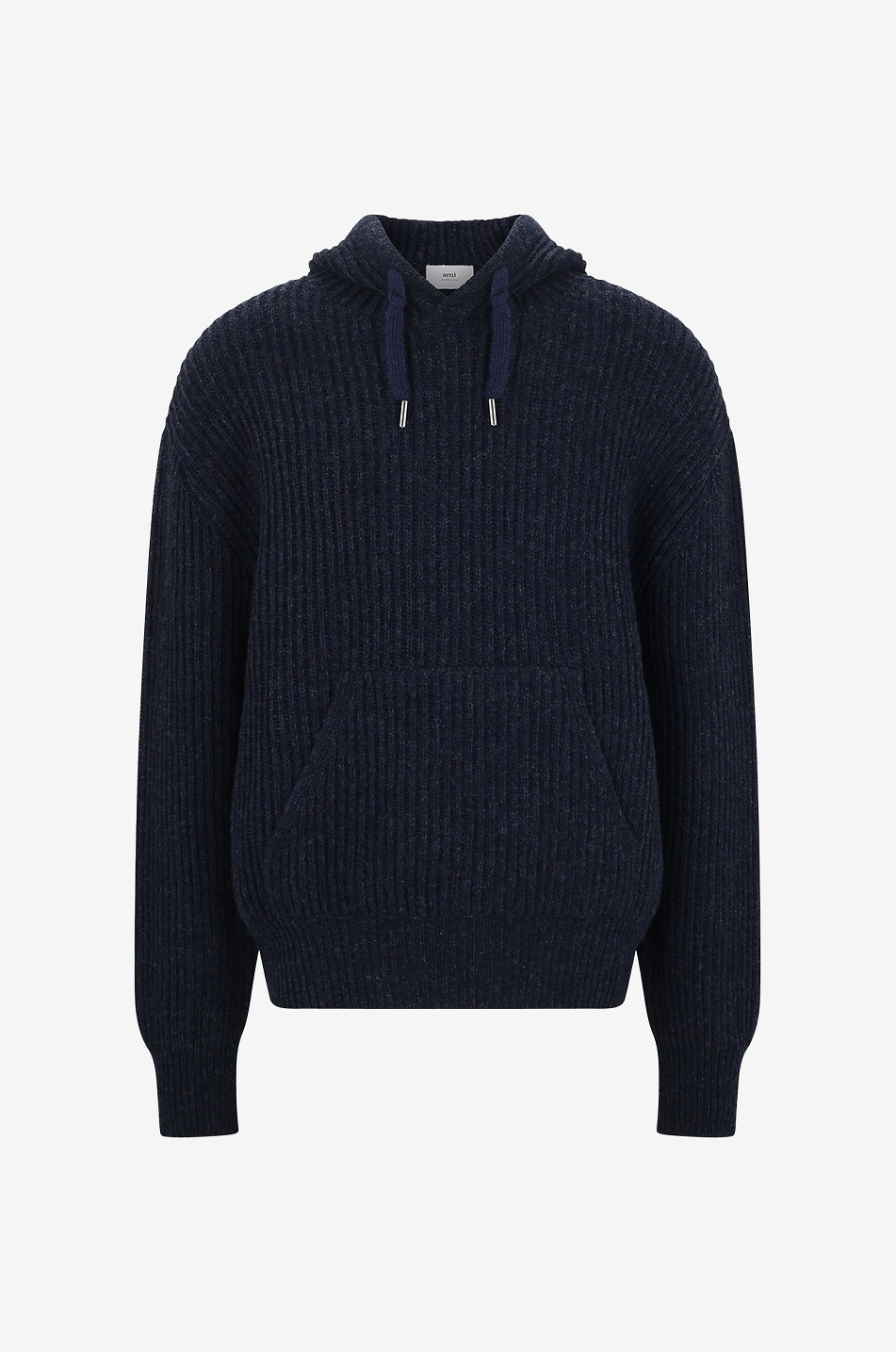 Hooded chunky rib knit jumper