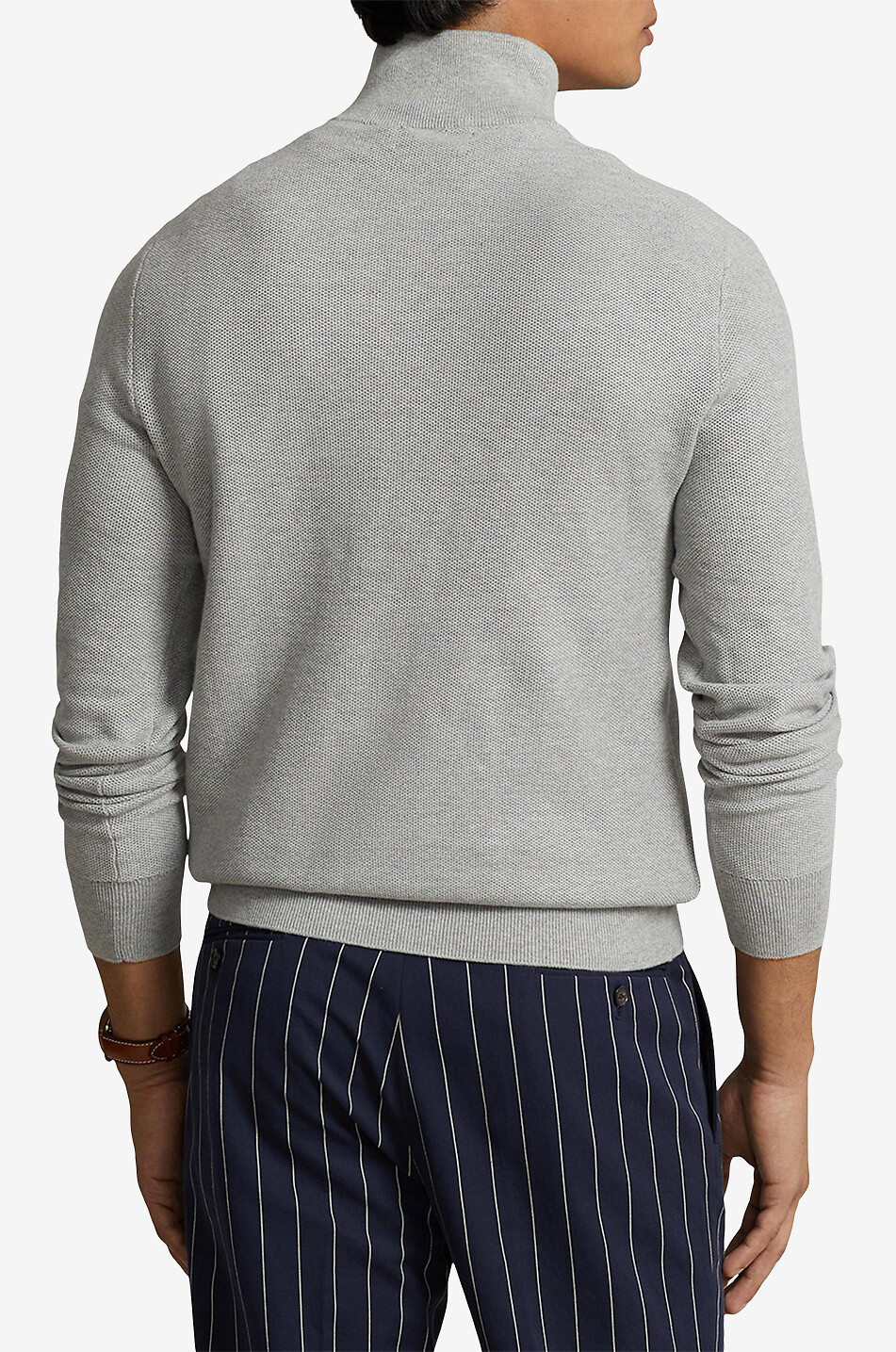 POLO RALPH LAUREN Pull en maille piquée à col montant zippé Pony Homme GRIS CLAIR 3