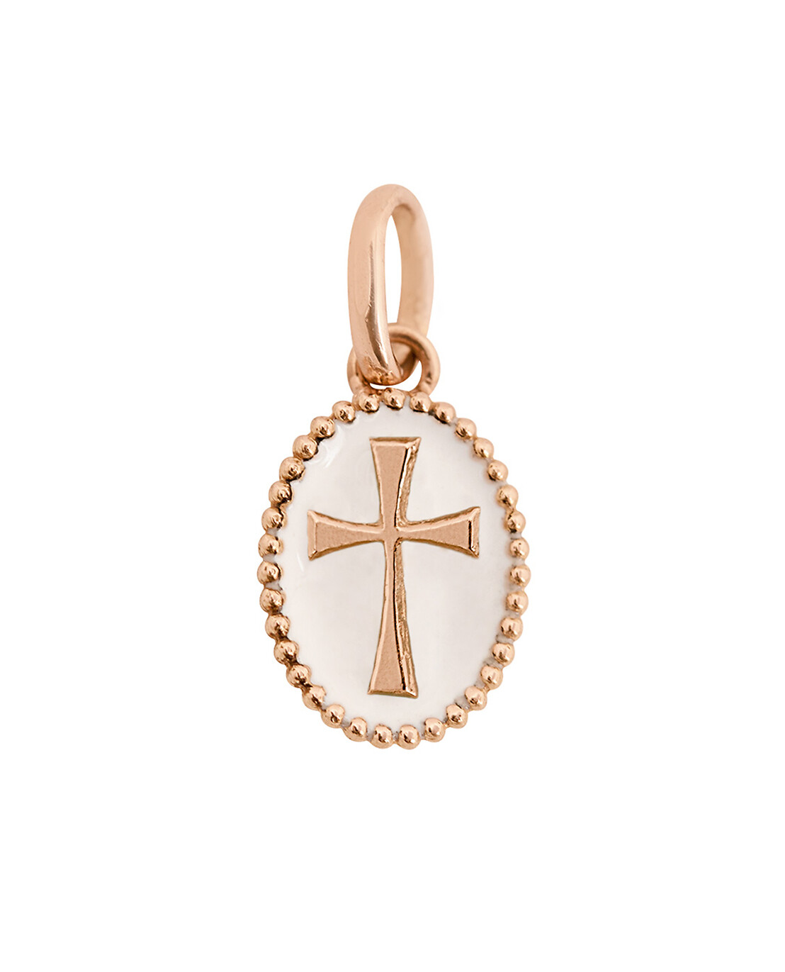 Anhänger aus Roségold und weissem Harz Croix