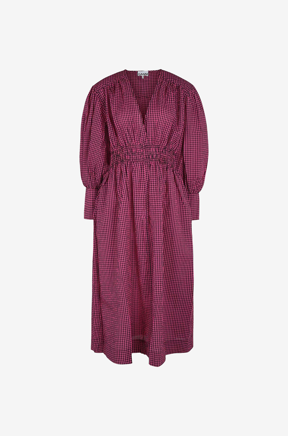 Midikleid aus Seersucker mit gesmokter Taille