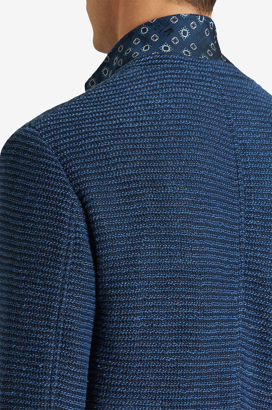 ETRO Blazer à boutonnage simple en maille de lin Homme BLEU MOYEN 5