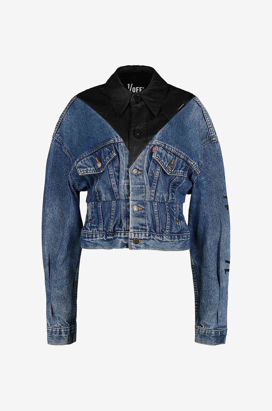 Verkürzte Materialmix-Jeansjacke