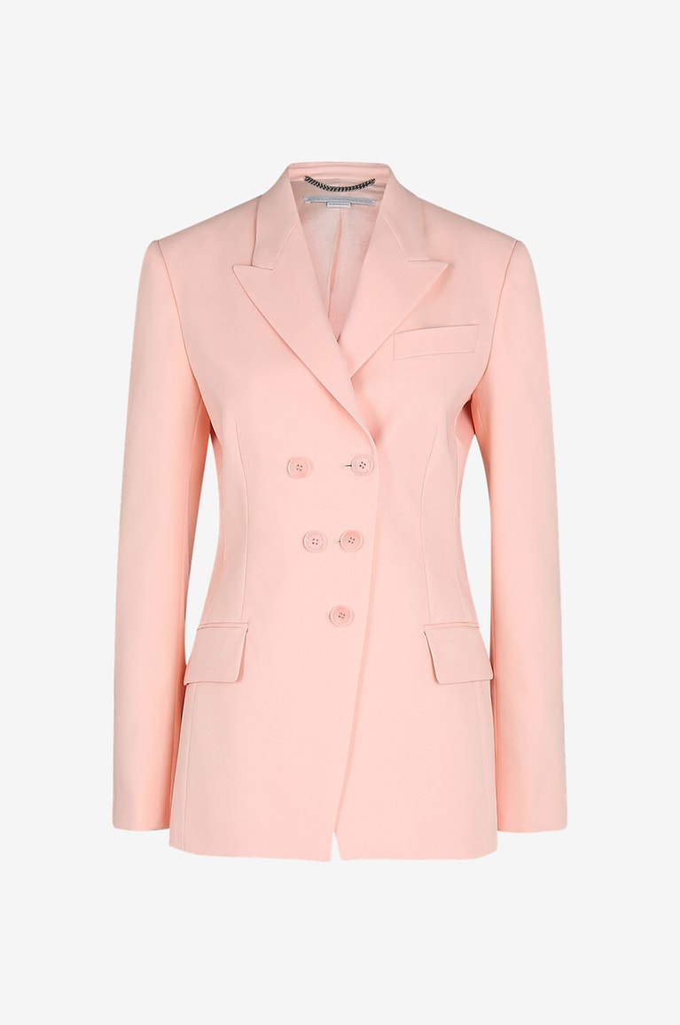 STELLA McCARTNEY Peach double-breasted asymmetric twill blazer Women LIGHT ORANGE 1