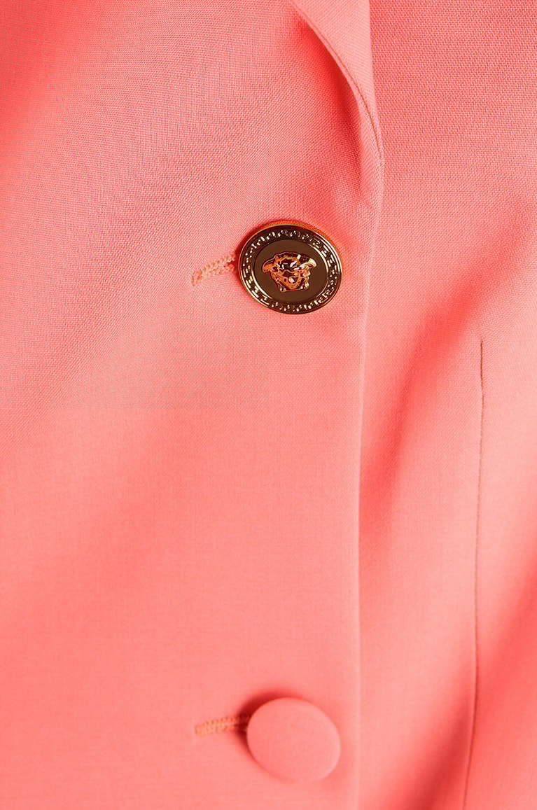 VERSACE Blazer à boutonnage double en laine stretch Medusa Femme ROSE 3