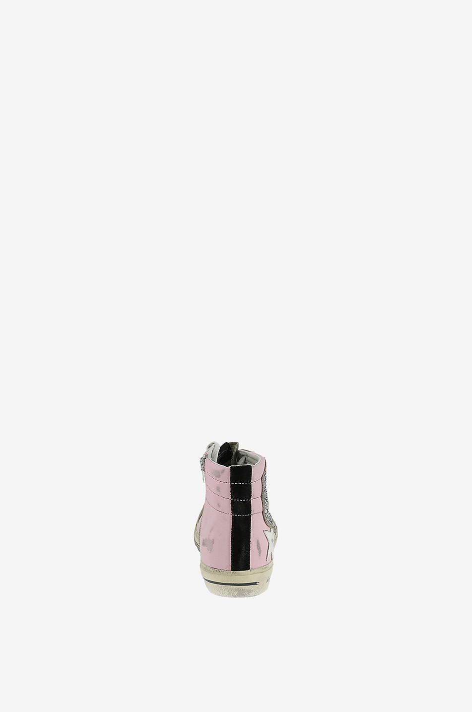 GOLDEN GOOSE Baskets montantes vieillies en cuir Slide Femme ROSE 4