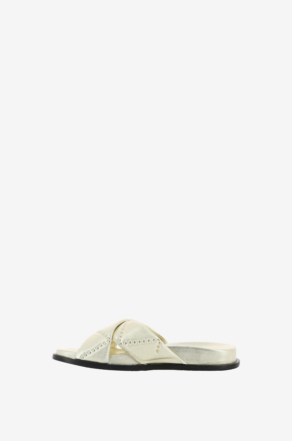 BONGENIE Tina flat studded nappa leather sandals Women GOLDEN 3