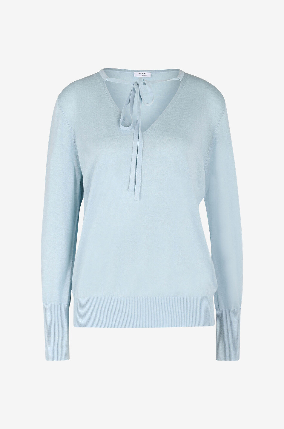 AKRIS PUNTO Loose V-neck jumper with tie Women LIGHT BLUE 1