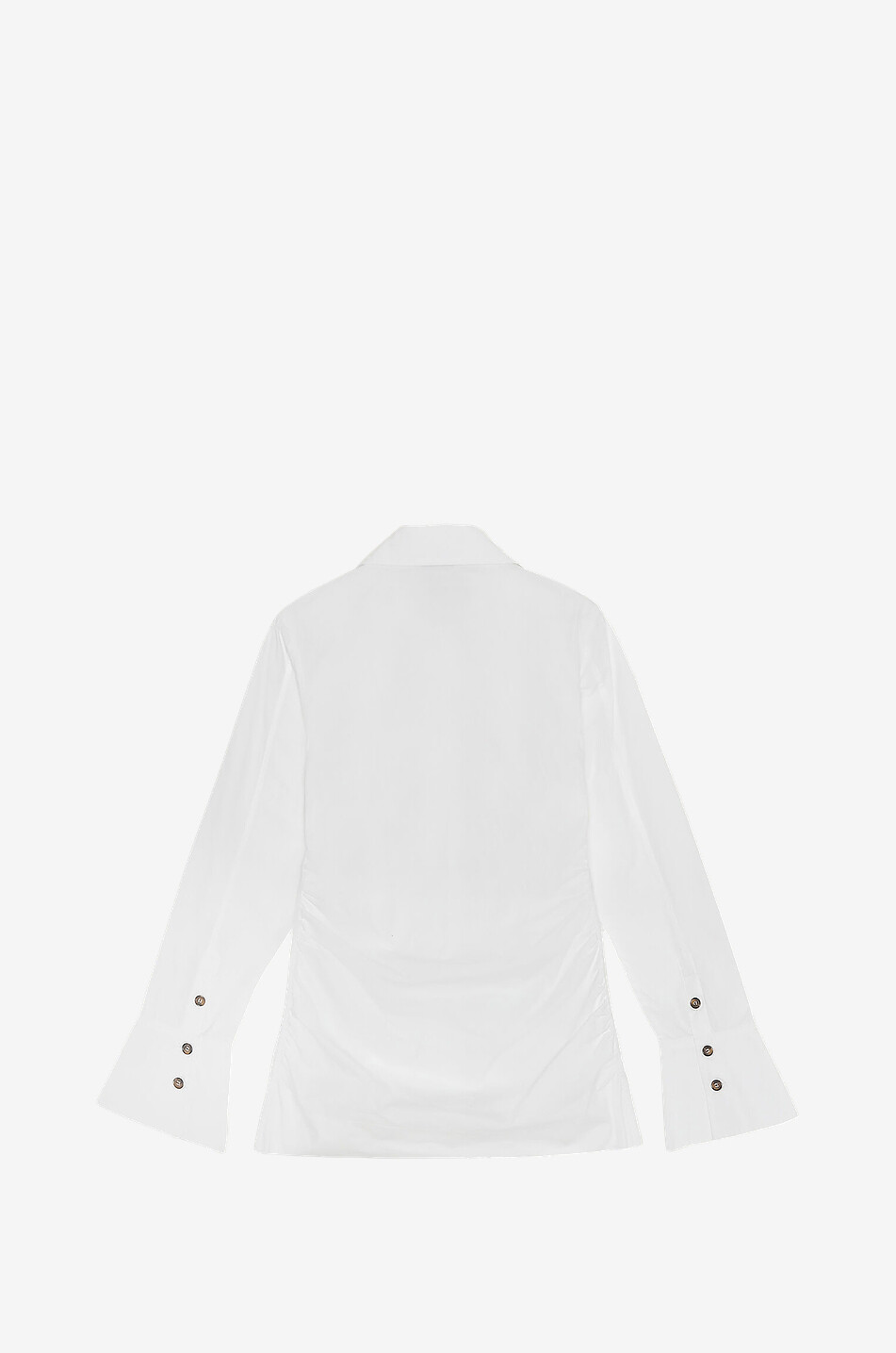 Chemise froncée en popeline bio à col banane
