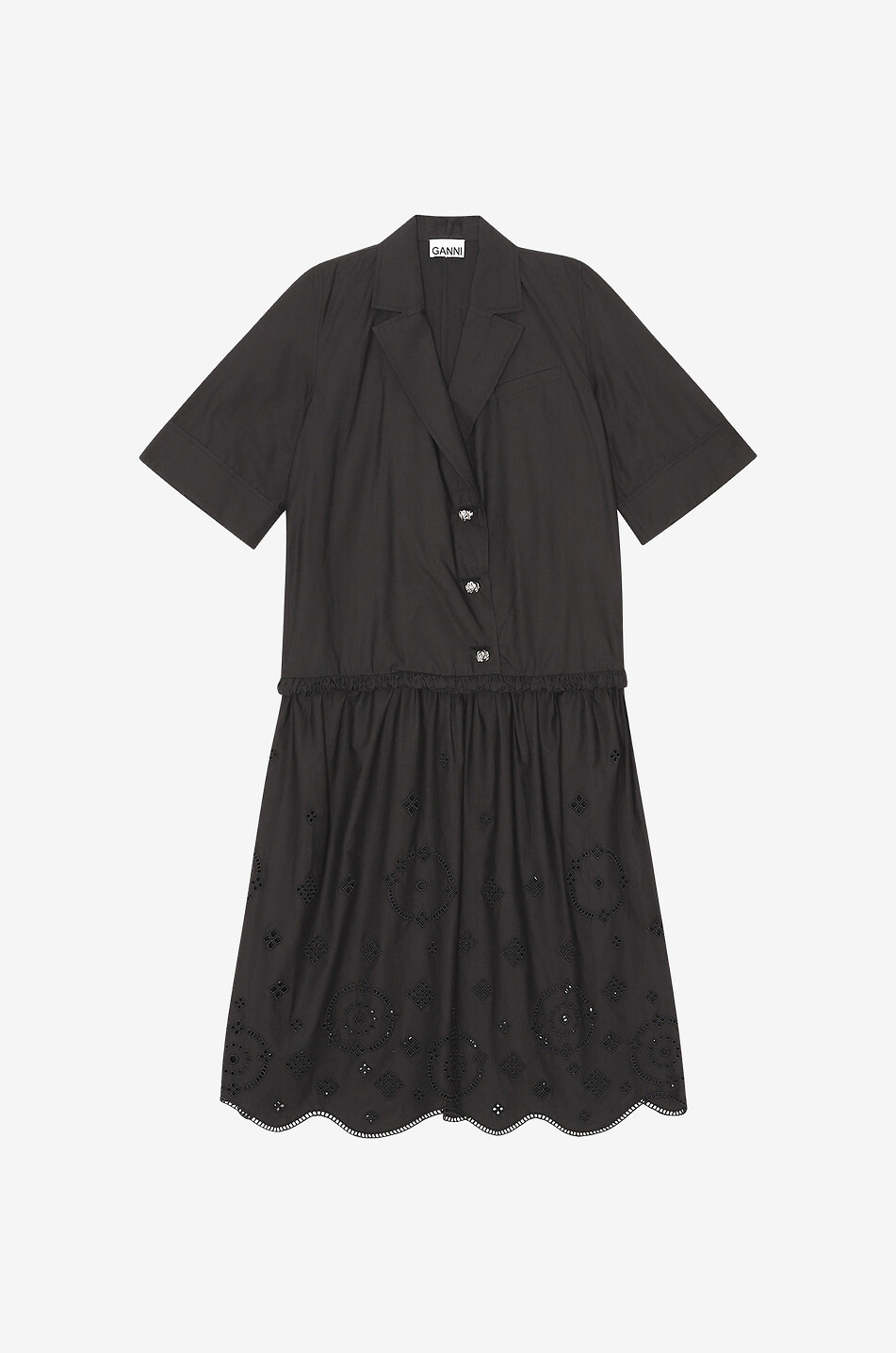 Robe midi taille basse à broderies anglaises