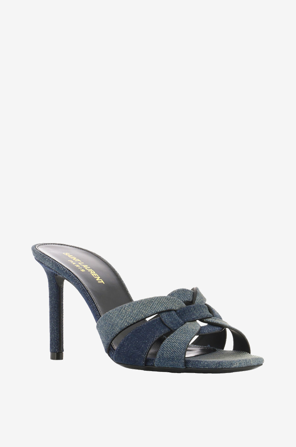 Tribute 85 faded denim heeled mules