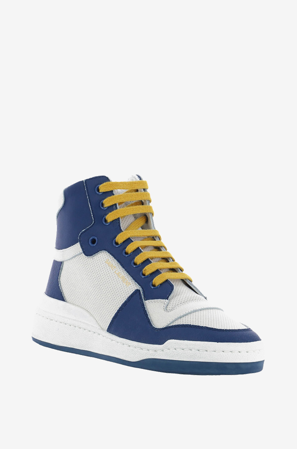 SAINT LAURENT PARIS SL24 Mid-Top bicolour leather high-top sneakers Women BLUE 1