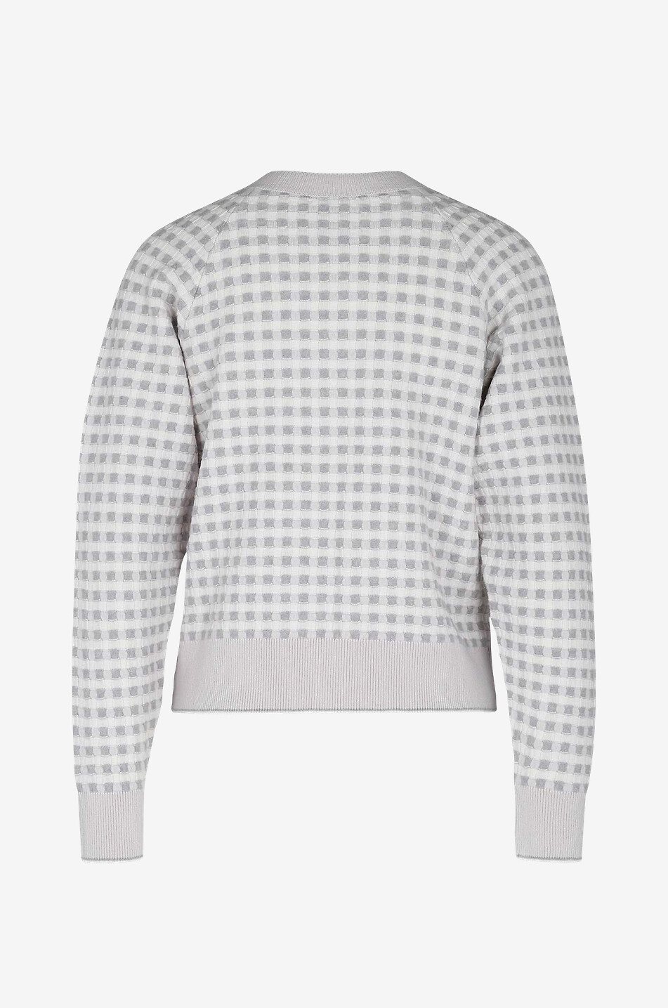BARRIE Cardigan à carreaux vichy en cachemire et coton Femme GRIS CLAIR 2