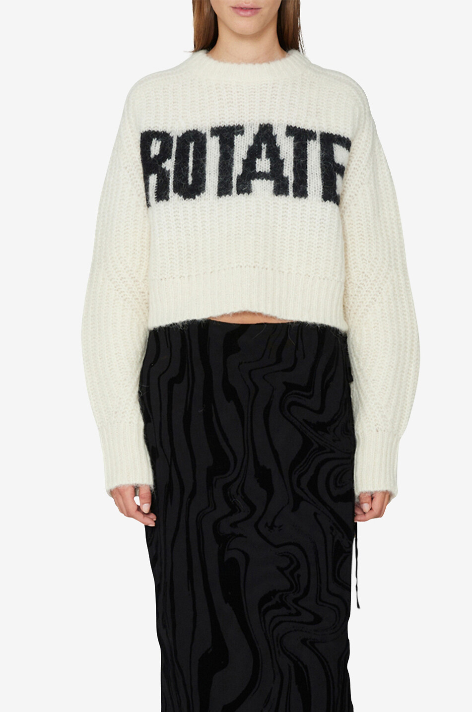 ROTATE BIRGER CHRISTENSEN Boxy-Pullover mit Logo-Motiv Shandy Damen Hellbeige 3