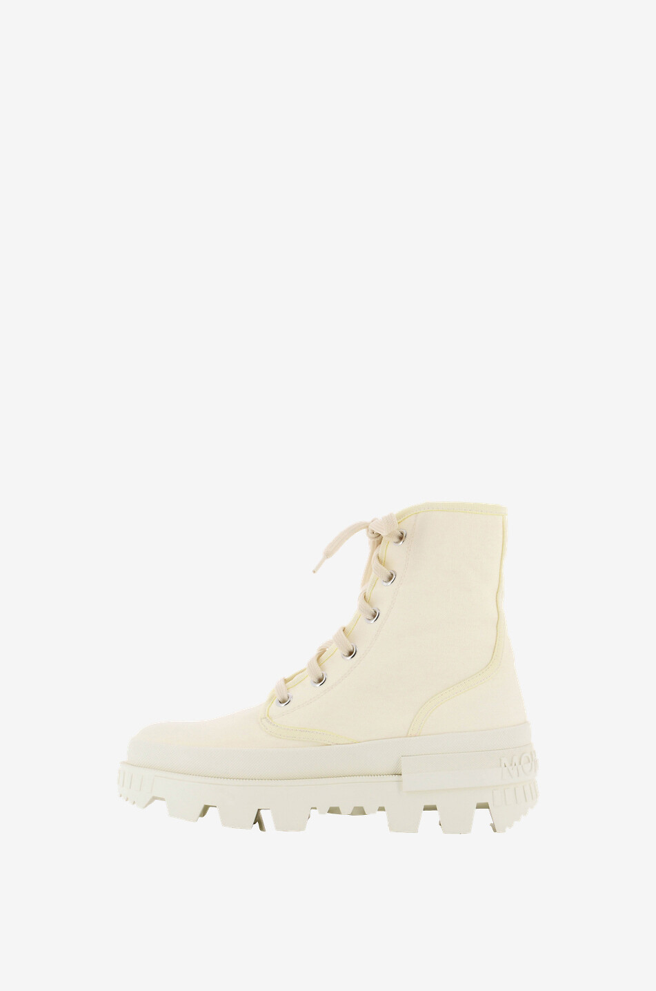 MONCLER Pyla flat lace-up canvas ankle boots Women EGGSHELL 3