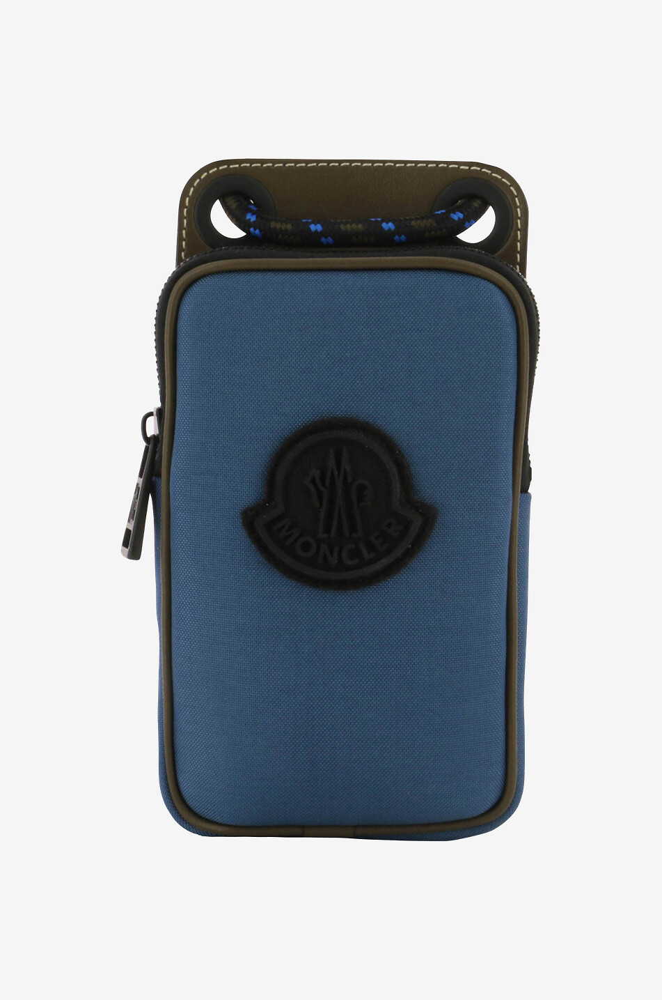 MONCLER Telefontasche aus Nylon und Leder mit Hahnenlogo Herren BLAU 1