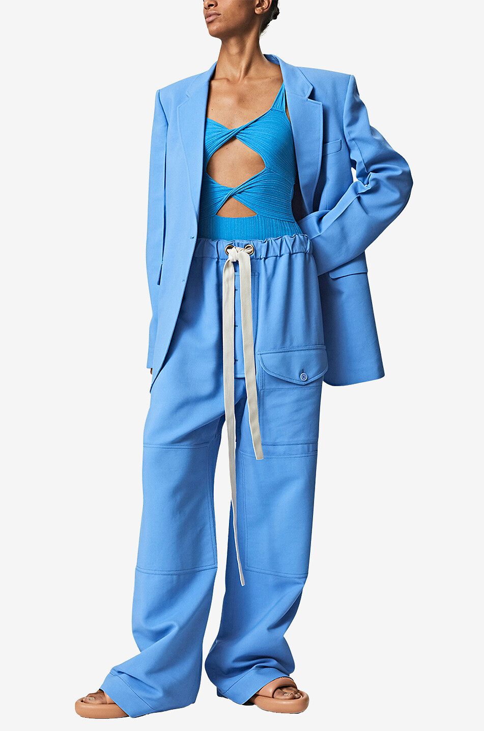 STELLA McCARTNEY Blazer à boutonnage simple en sergé Femme BLEU 4