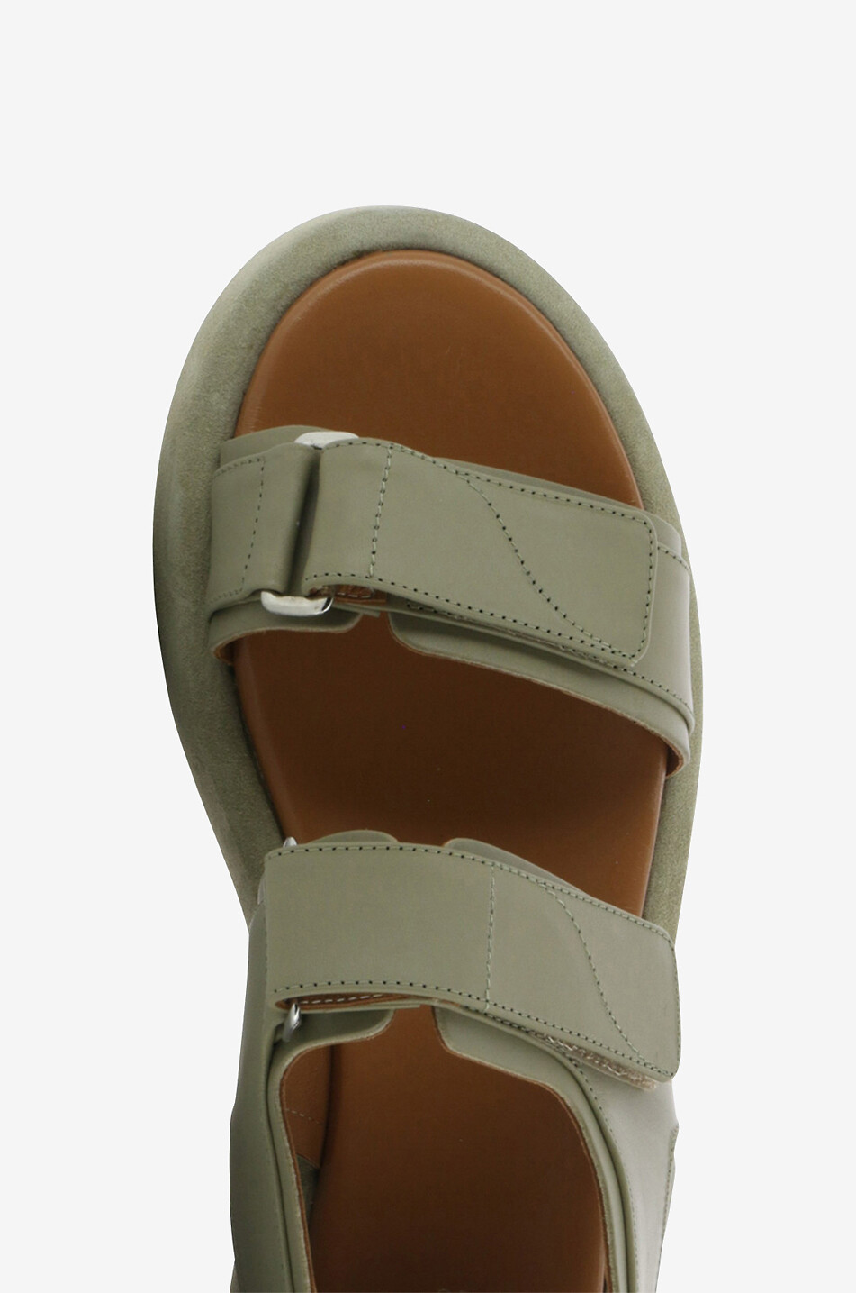 ATP ATELIER Sandales plates en cuir de vachette Varese Femme VERT CLAIR 5