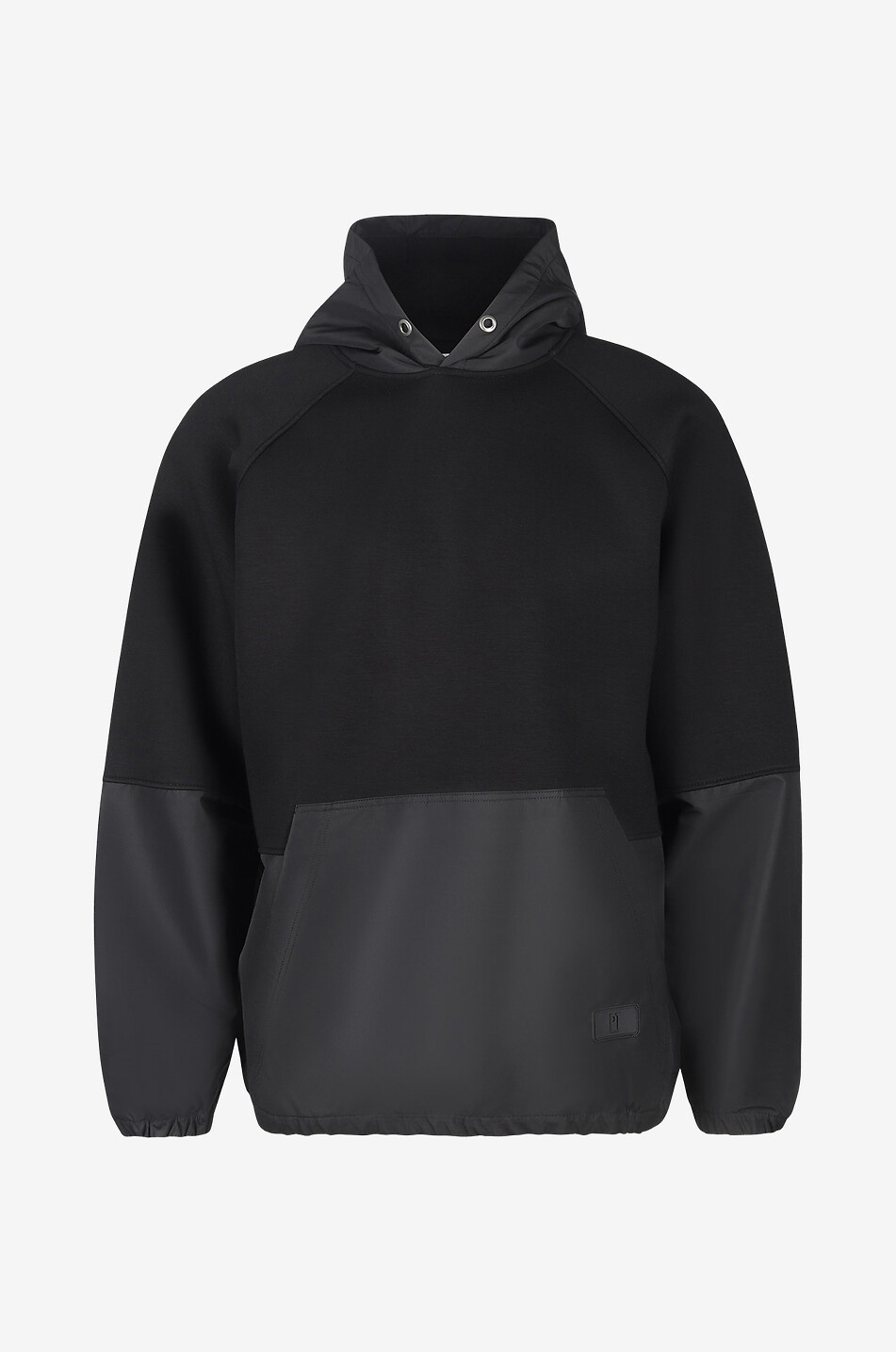 Bi-material hooded sweatshirt