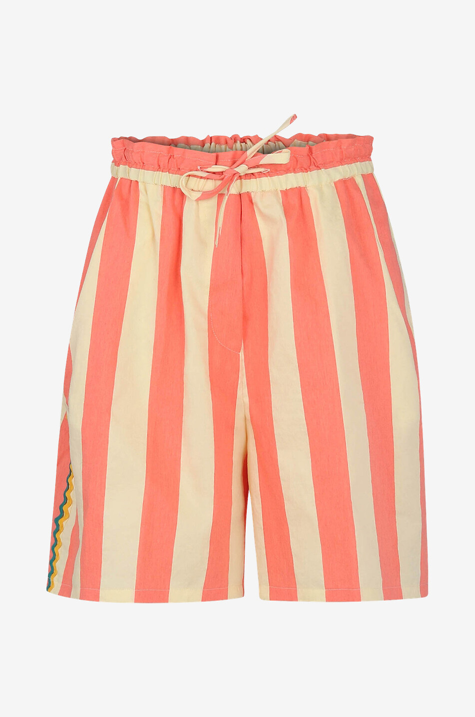 FORTE FORTE Short rayé en coton mélangé Femme ORANGE 1