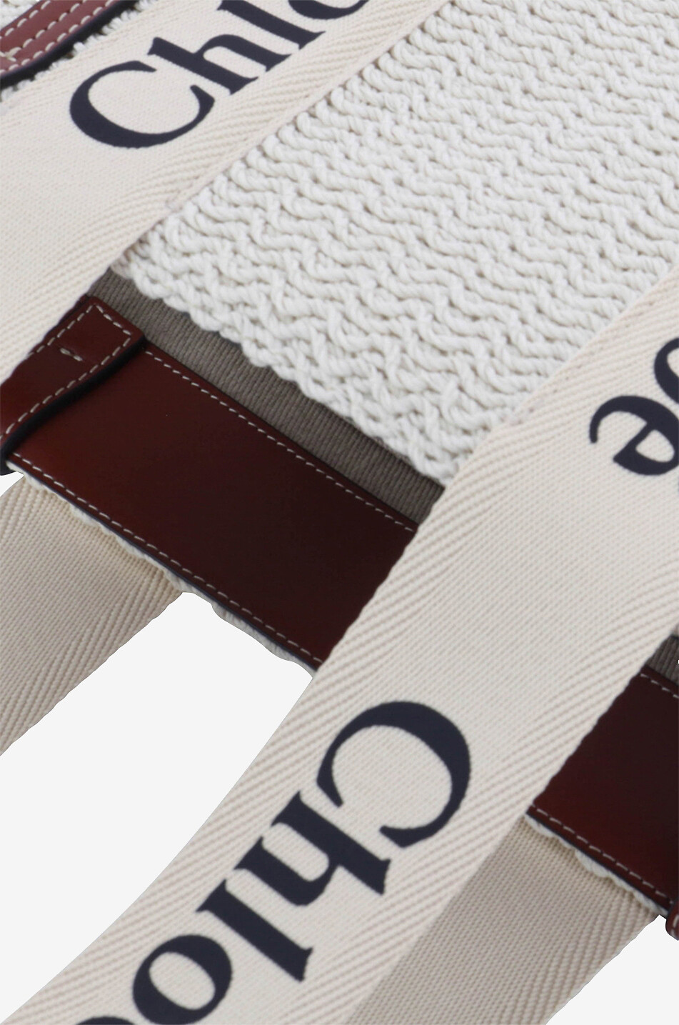 CHLOE Woody Medium fringed recycled cotton knit tote bag Women BEIGE 5