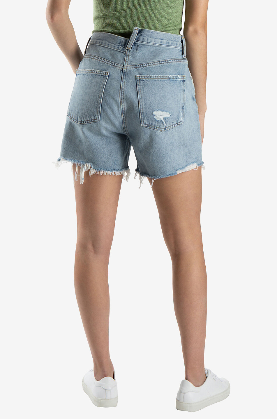 Ausgefranste Jeansshorts Criss Cross Symbol