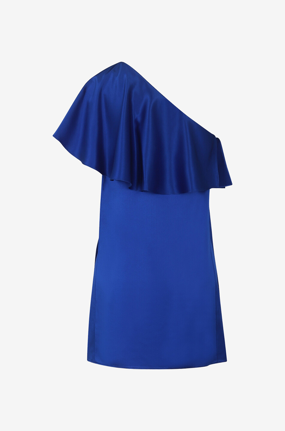 SAINT LAURENT PARIS One-shoulder silk satin mini dress Women BLUE 2