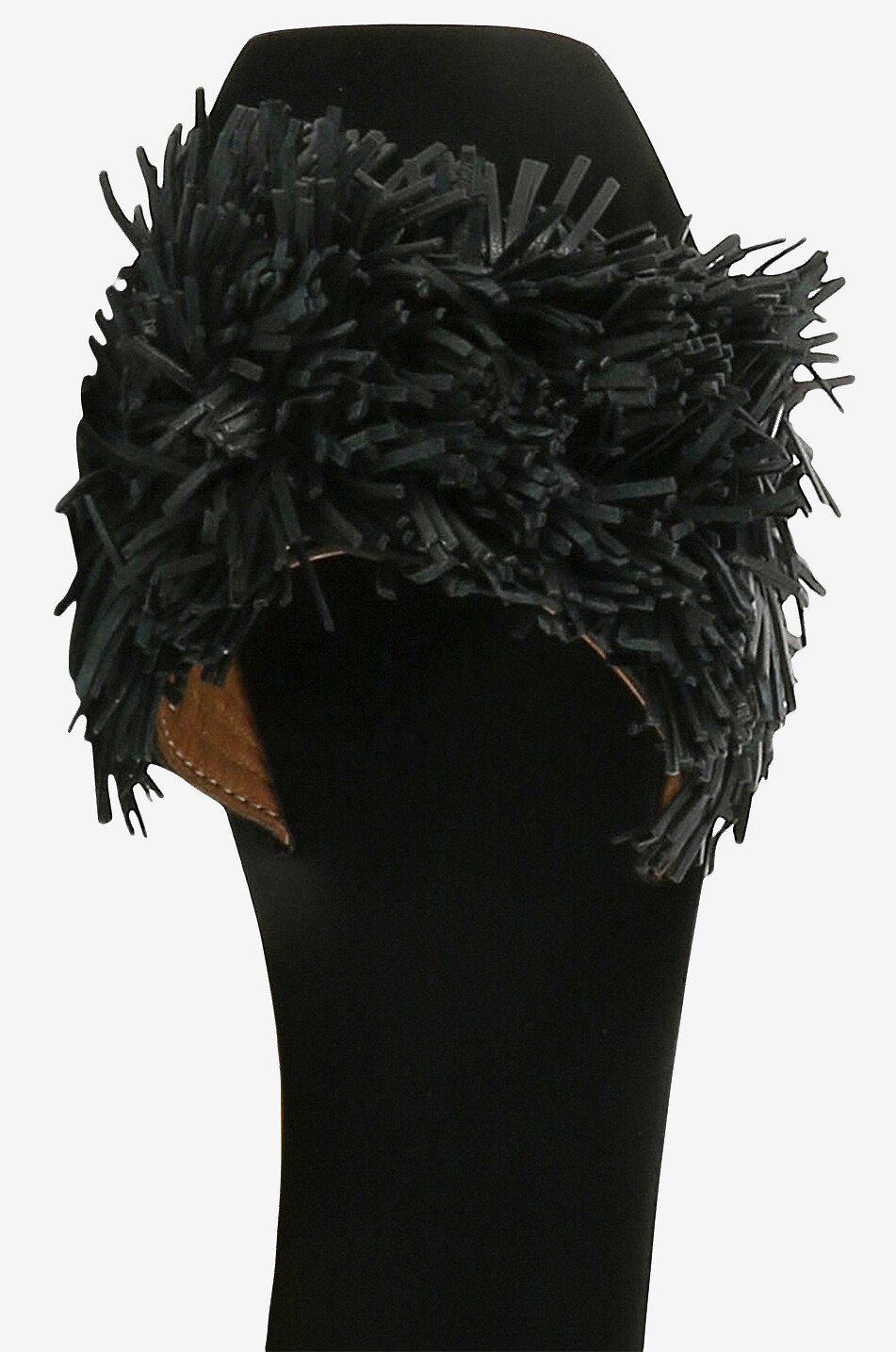 ATP ATELIER Flache Lederpantoletten mit Fransen Gaiola Damen SCHWARZ 5